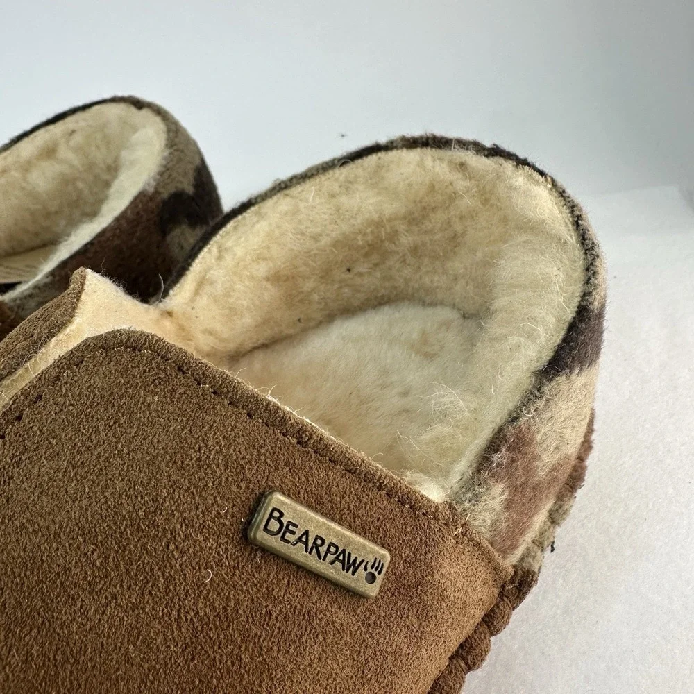 BEARPAW Marc Slippers Men's Size 9 Hickory Suede Sheepskin Lined New In Box
